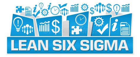 Lean Six Sigma Business Symbols On Top Blue Stock Illustration Illustration Of Sigma Lean