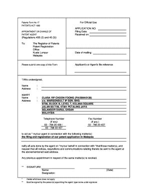 Fillable Online Patent Form Appointment Of Agent Form Marqonsult Fax