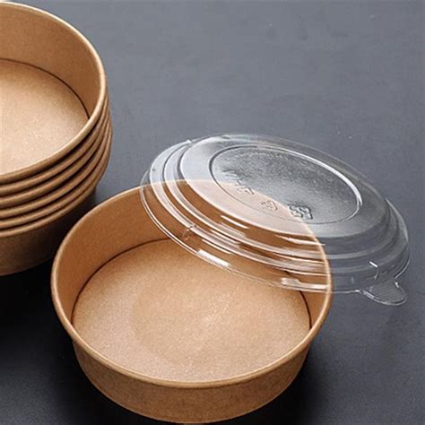 50pcs Disposable Kraft Paper Bowls Fruit Salad Bowl Food Packaging