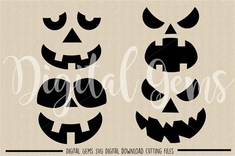 Pumpkin Faces Svg Dxf Png Files By Digital Gems Thehungryjpeg