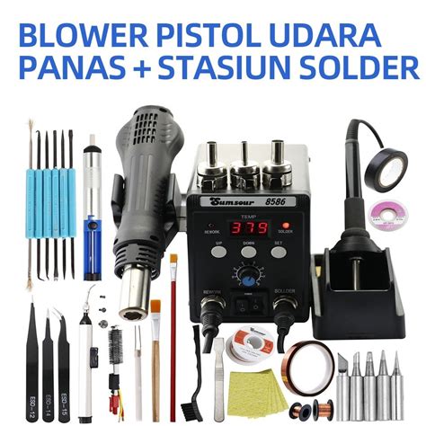 858D 8586 Hot Air Desoldering Rework Soldering Station Gun LED Iron Tool LED Digital Display