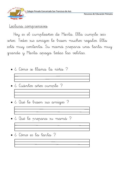 50 Fichas De Comprensión Lectora Para Primer Grado Y Primer Ciclo De