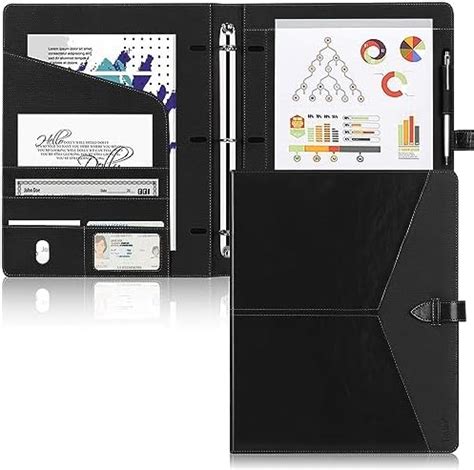 Amazon Enyuwlcm PU Leather Padfolio Ring Binder With Clipboard