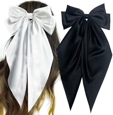 Amazon Wllhyf Big Bow Barrettes Pieces Soft Silky Satin Hair