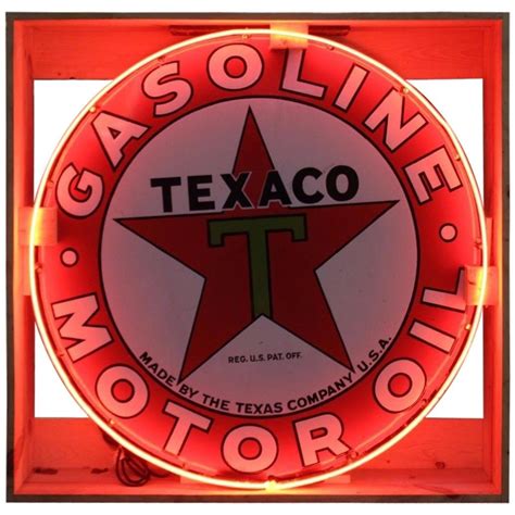 1930s Texaco Motor Oil Single Sided Porcelain Neon Sign For Sale At