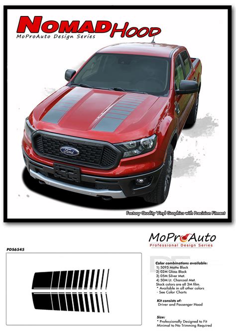 Nomad Hood Ford Ranger Hood Stripes Vinyl Graphics Decals Kit 2019