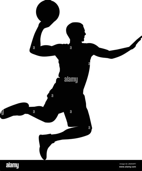 Black Silhouette Man Basketball Player Dunking Stock Vector Image Art