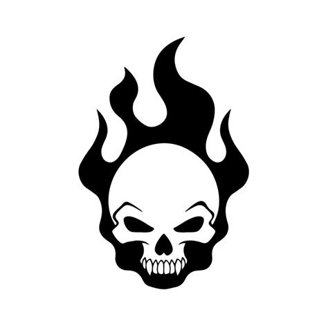 Flaming Skull Symbol Logo On White Background Tribal Decal Stencil