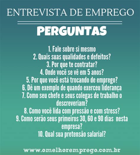 Perguntas Mais Comuns Em Entrevista De Emprego Perguntas Para