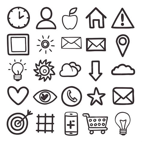 premium vector handdrawn  art icons  common symbols  concepts