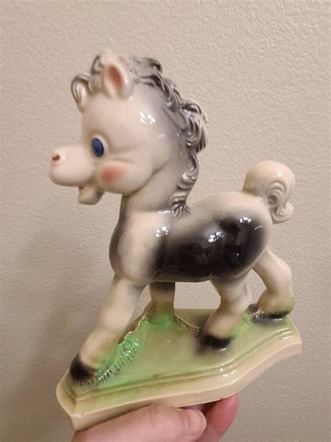 1950 S Rempel Ceramic Cow Pony Figurines Nursey Etsy