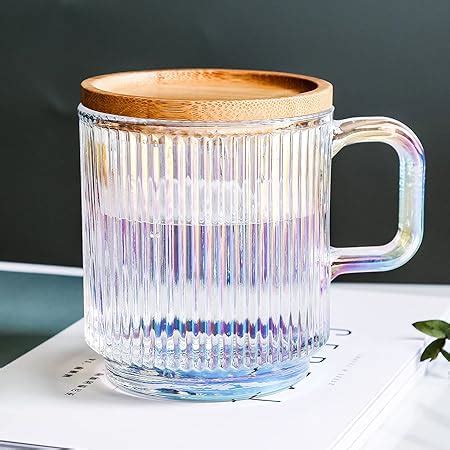 Amazon Lysenn Iridescent Glass Coffee Mug With Lid Premium