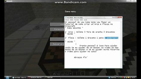 Tutorial Como Criar Um Arco E Flecha No Minecraft Youtube