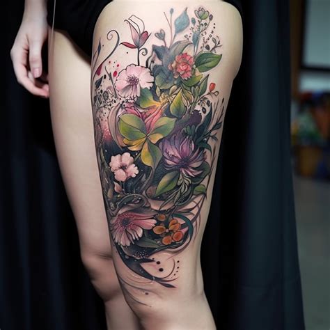 64 Floral Thigh Tattoo Ideas - TattooClue.com