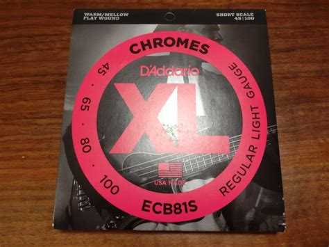 未使用に近いD addario CHROMES ECB81S SHORT SCALE 45 100 Flat Wound Regular