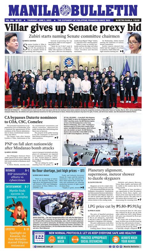 Manila Bulletin News On Twitter Manila Bulletin Headline For Today June 2 2022