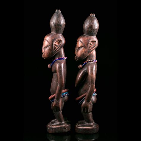 Pair Of Ibedji Ibeji Figures Erin Oyo Yoruba Traditional