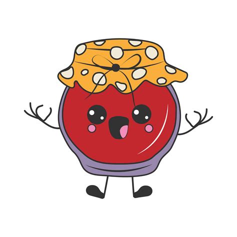 Cute Happy Funny Jam With Kawaii Eyes Cartoon Cheerful Fall Mascot