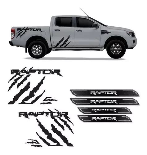 Kit Faixa Ranger Raptor Adesivo Preto Soleira Protetor