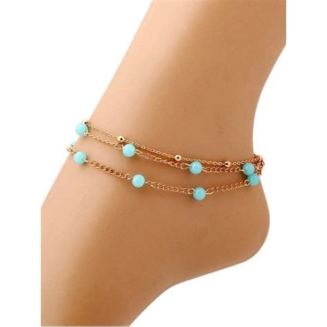 Bohemian Beaded Layered Anklet Golden 404 Liked On Polyvore