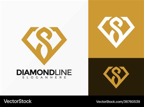 Letter S Line Art Diamond Logo Design Abstract Vector Image