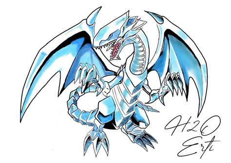 Blue Eyes White Dragon Drawing By H2oerti On Deviantart