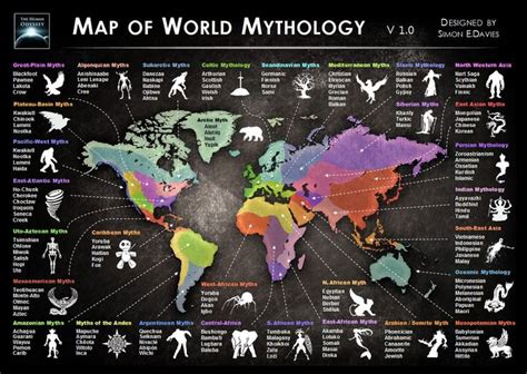 Map Of Mythology Carte Du Monde Les Mythes Mythologie