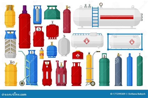 Icono Conjunto De Dibujos Animados Del Vector Del Cilindro De Gas