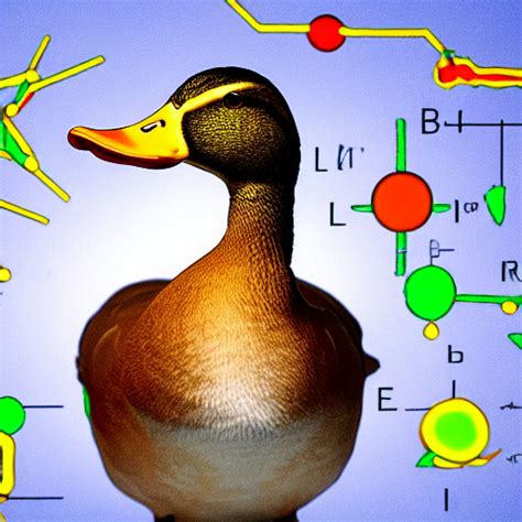 KREA AI - a duck in a lab looking at molecule diagrams on a ...