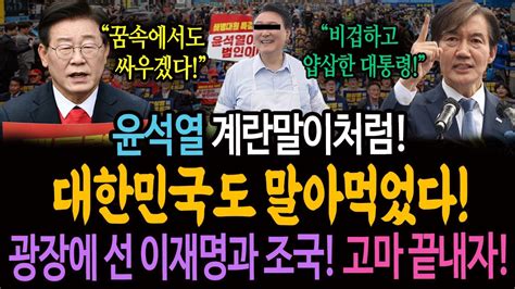 윤석열 계란말이처럼 대한민국도 말아먹었다 광장에 선 이재명과 조국 고마 끝내자 Youtube