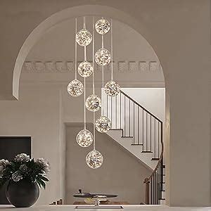 Glass Ball Led Chandelier Staircase Pendant Light W Creative