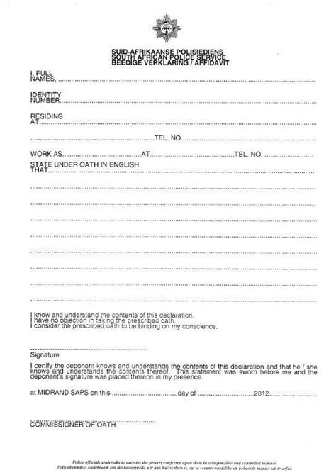 Saps Affidavit Form Pdf Affidavitform Net