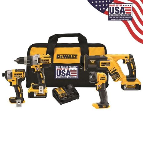 Dewalt Xr 4 Tool 20 Volt Max Brushless Power Tool Combo Kit With Soft