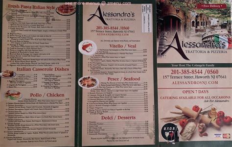 Menu At Alessandros Trattoria E Pizzeria Haworth