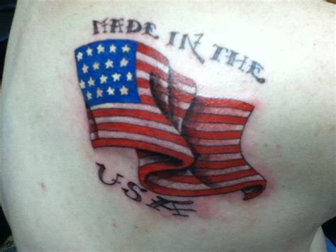 Waving American Flag Tattoo