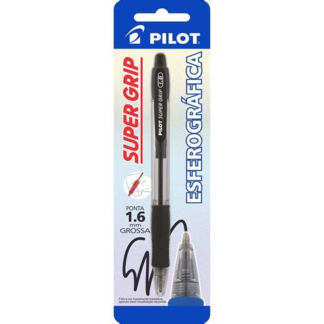 Caneta esferográfica ponta de aço bpgp grip 1 6mm preta 1480015S Pilot