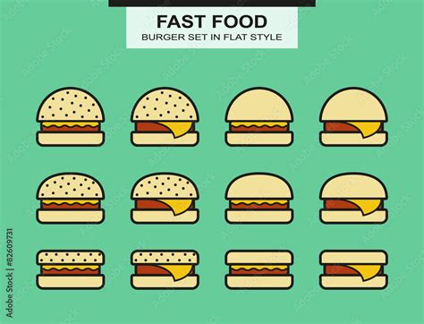 Set Of Different Shape Burgers Stock Vector Adobe Stock