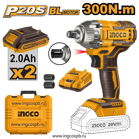 Аккумуляторный ударный гайковерт BL 20В 300Hm 1/2 SUPER INGCO CIWLI2038 ...