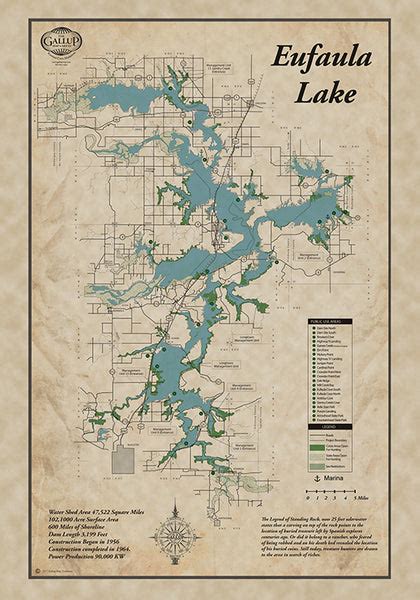 Eufaula Lake Oklahoma Old West Map Gallup Map