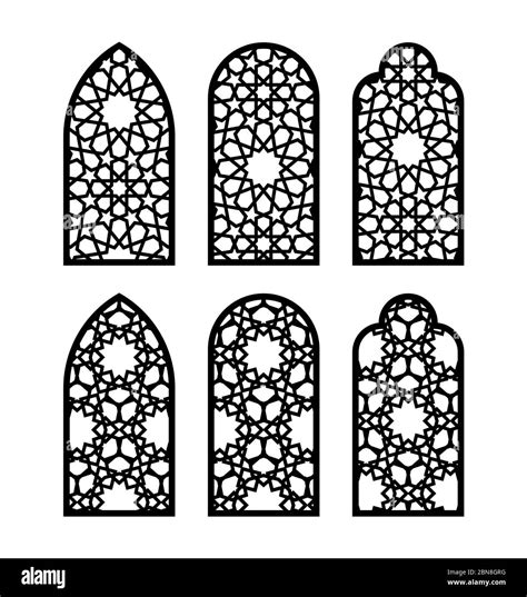 Arabic Arch Window Or Door Set Cnc Pattern Laser Cutting Vector