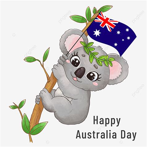 Australia Flag Png Image Cute Koala Holding The Flag On Australia Day