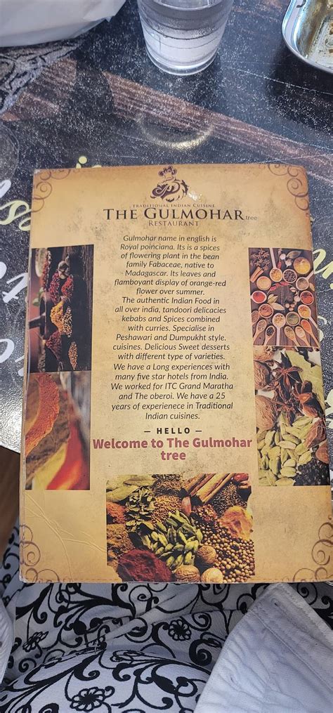 Carta De The Gulmohar Tree Restaurant Authentic Indian Cuisine Blacktown