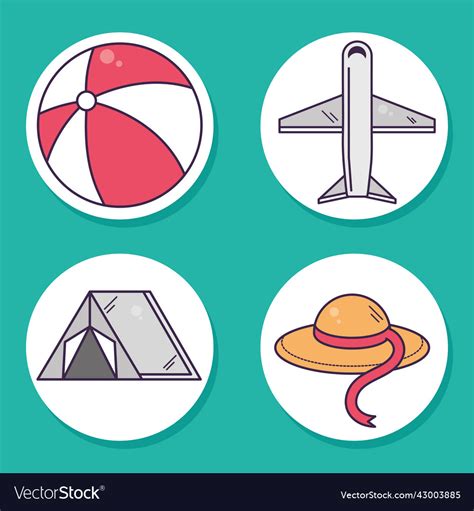 Trip and travel icon collection Royalty Free Vector Image