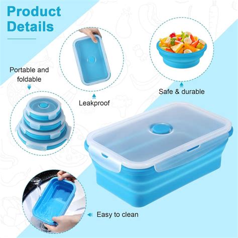 Silicone Food Storage Containers Collapsible Storage Bowls with Lids ...