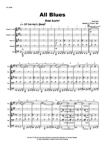 All Blues By Miles Davis Euphonium Digital Sheet Music Sheet