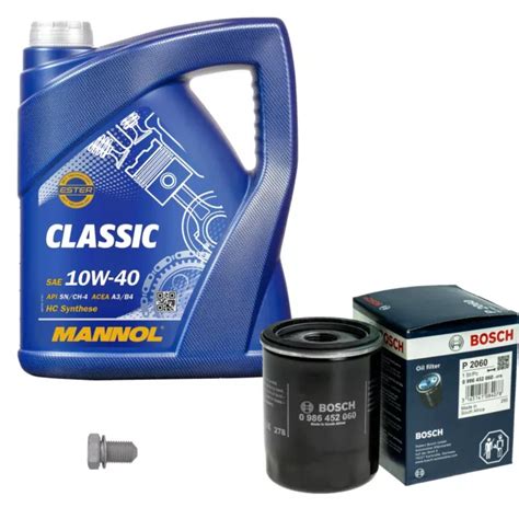 BOSCH CONTROLLO SET 5L MANNOL Classic 10W 40 Per Nissan Micra II 1 0i