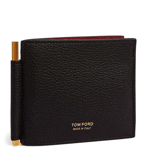 Mens Tom Ford Black Leather Money Clip Wallet Harrods Uk