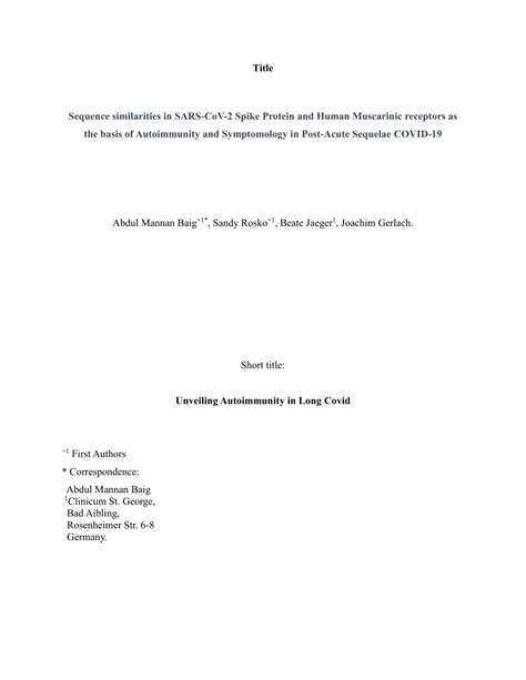 PDF Sequence Similarities In SARS CoV 2 Spike Protein And Human