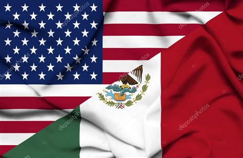 Estados Unidos y México ondeando bandera — Foto de stock © Alexis84 24451395