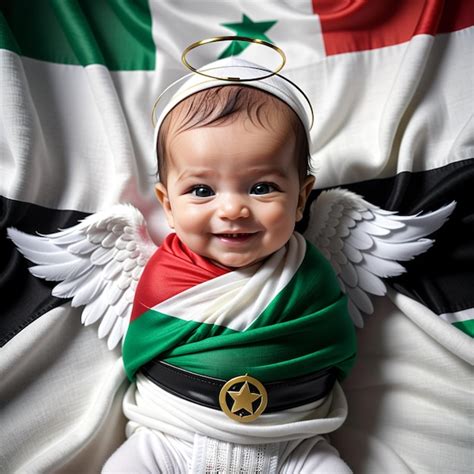 Premium AI Image | Realistic Cute Palestine KidsInfantPalestine Flag